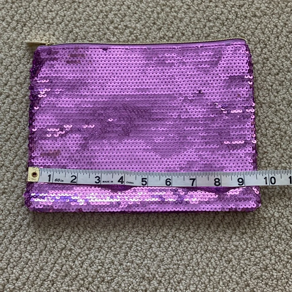 Tarte Sequin Flamingo Pink Purple Sequin Cosmetics Case Makeup Bag Like New